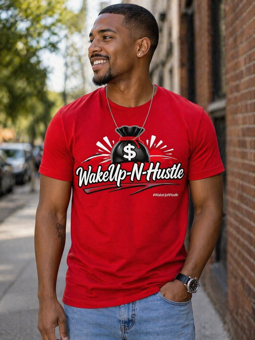 WakeUp-N-Hustle -Money Bag Tee