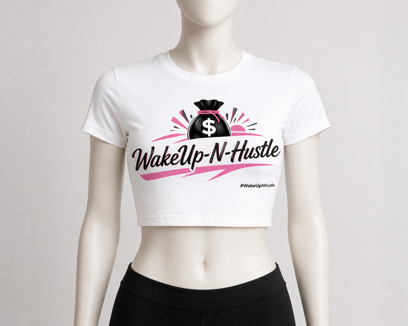 WakeUp-N-Hustle -Lady’s Money Bag Crop Top/Tee