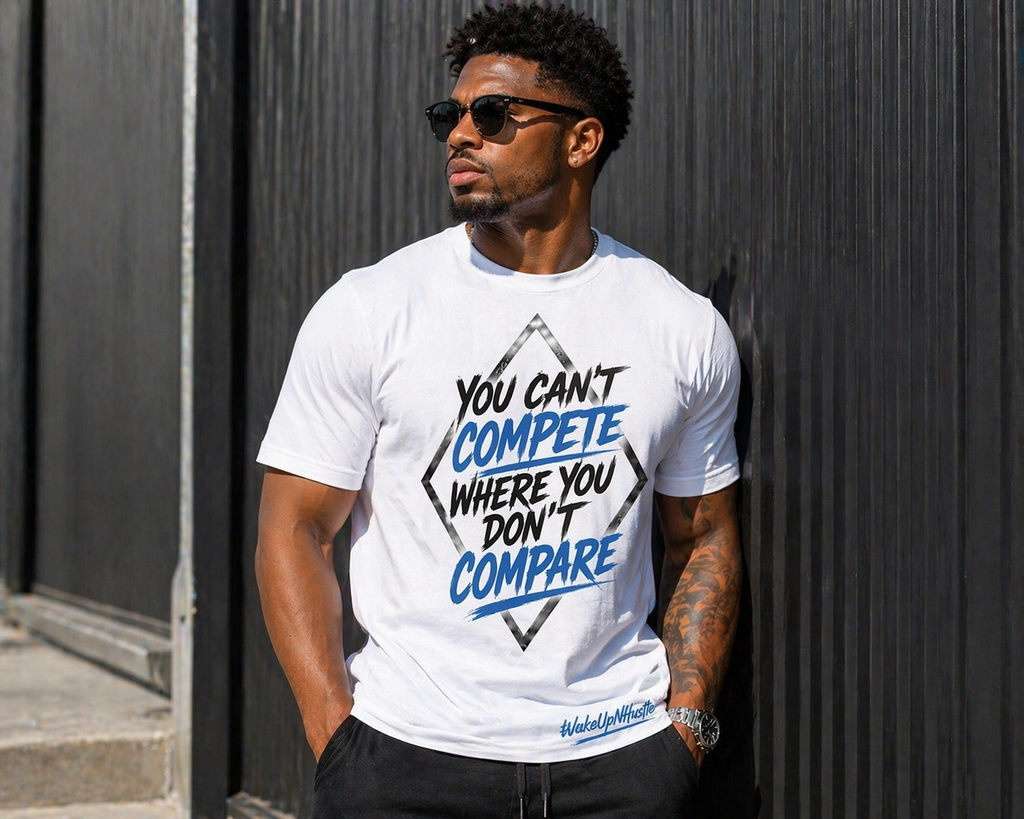 YOU CAN’T COMPETE TEE – #WakeUpNHustle Edition ⚡