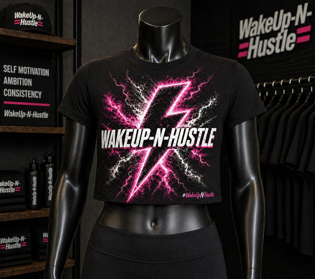WakeUp-N-Hustle - Lady’s Lightning Crop Top / Tee