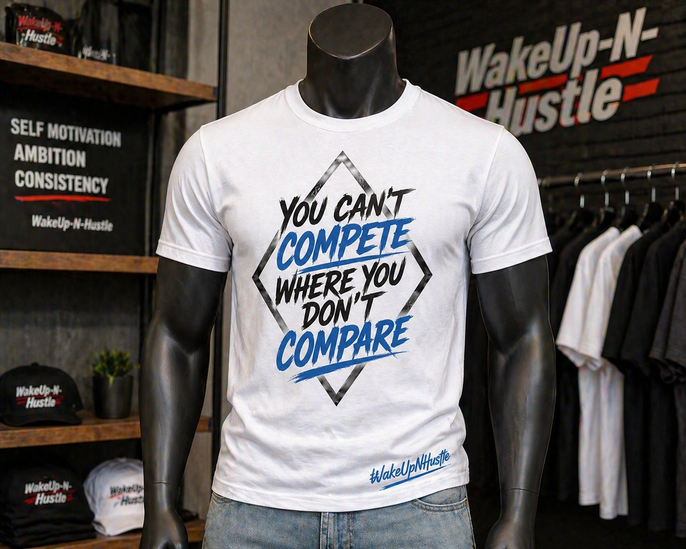 YOU CAN’T COMPETE TEE – #WakeUpNHustle Edition ⚡