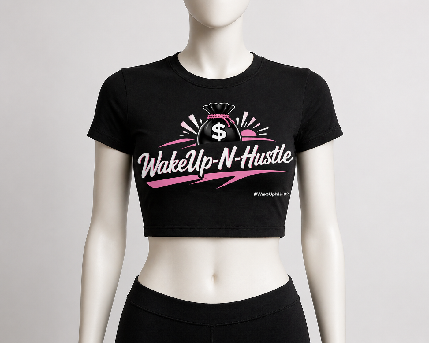 WakeUp-N-Hustle -Lady’s Money Bag Crop Top/Tee