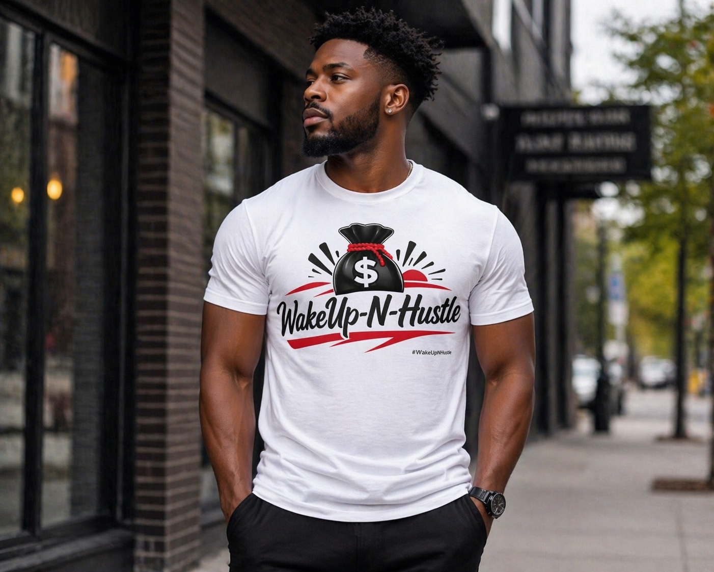WakeUp-N-Hustle -Money Bag Tee